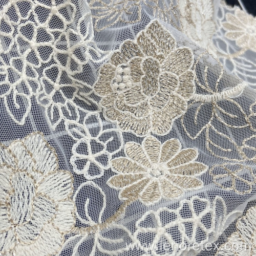 Polyester Flower Knit Lace Embroidery Net Mesh Fabric